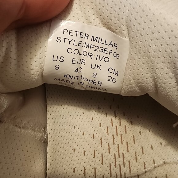Size 9 Peter Millar Luxury Ivory Knit Upper Athletic Shoes VG Condition! No Box - Picture 11 of 11
